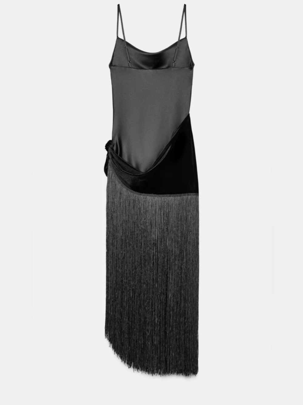 Nwt- zara- long dress with fringing -M - Picture 4 of 7